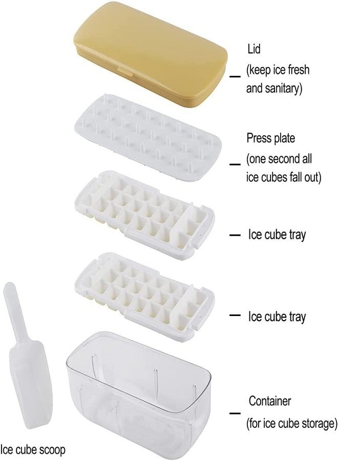 ONPRIX Ice Cube Tray with Lid and Bin,BPA Free Silicone Ice Box Freezer Tray Easy Press Ice Molds Box 48 Ice Cubes Ice Cube Bin Scoop Trays,Container and Scoop, Perfect for Drinks & Cocktail (Yellow) - Image 5